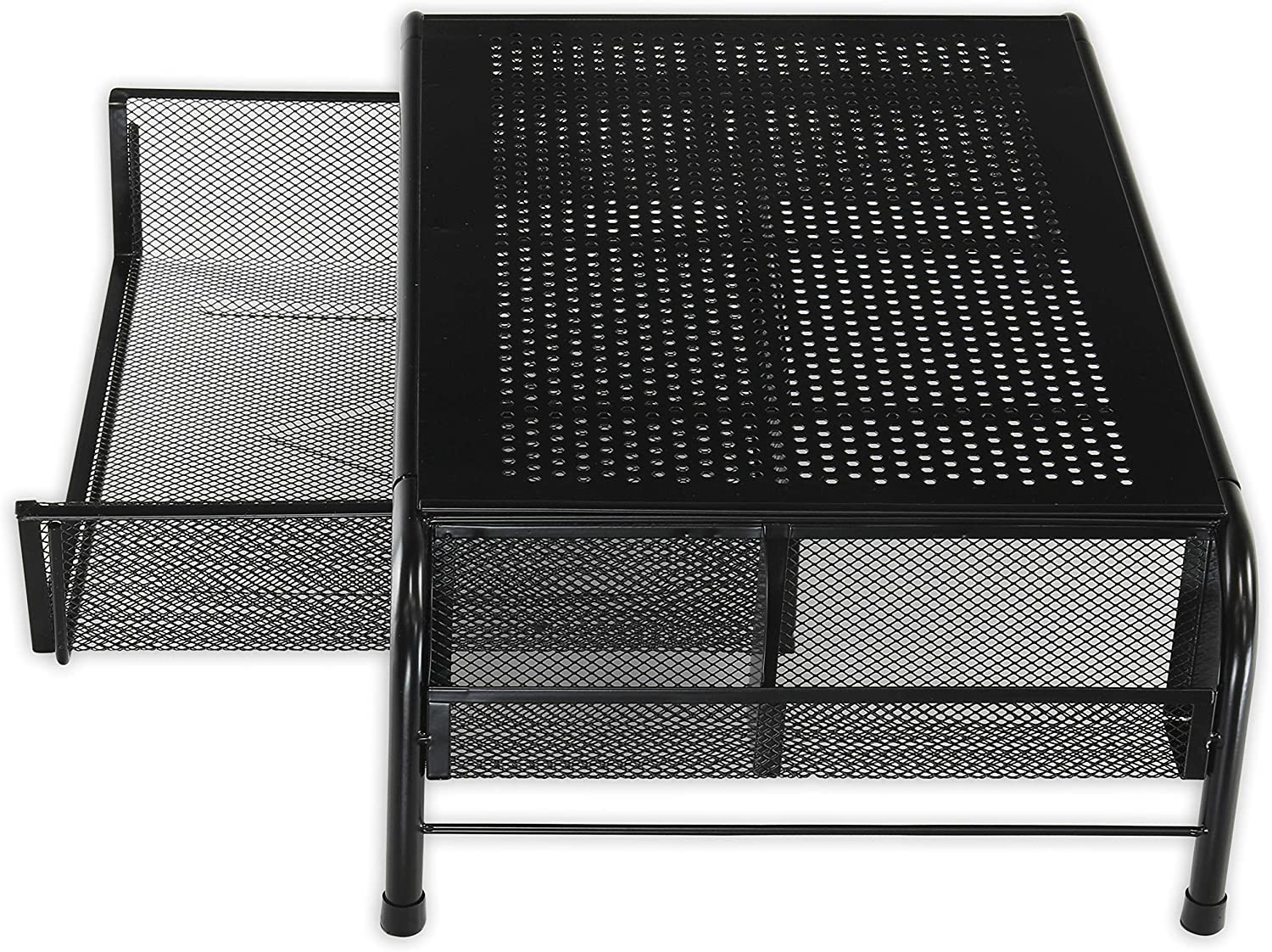 SimpleHouseware Metal Desk Monitor Stand Riser with Organizer Drawer SimpleHouseware Metal Desk Monitor Stand Riser with Organizer Drawer